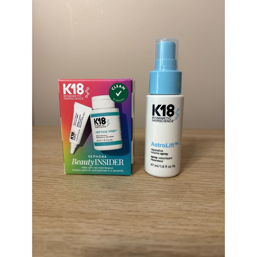 K18 Biomimetic Hairscience AstroLift Volume Spray Peptide Prep Detox Mask Bundle